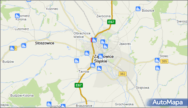 mapa Ząbkowice Śląskie, Ząbkowice Śląskie na mapie Targeo