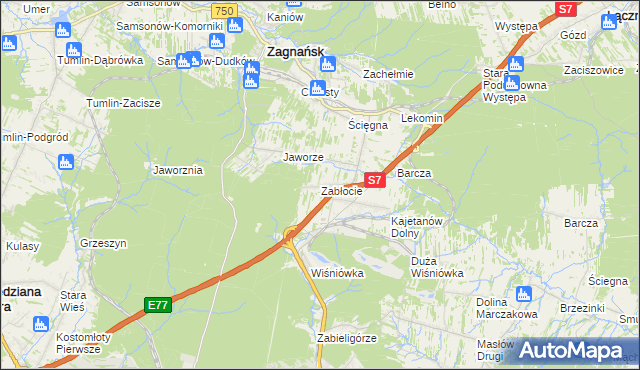 mapa Zabłocie gmina Zagnańsk, Zabłocie gmina Zagnańsk na mapie Targeo