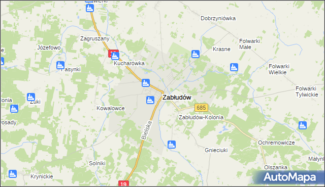 mapa Zabłudów, Zabłudów na mapie Targeo