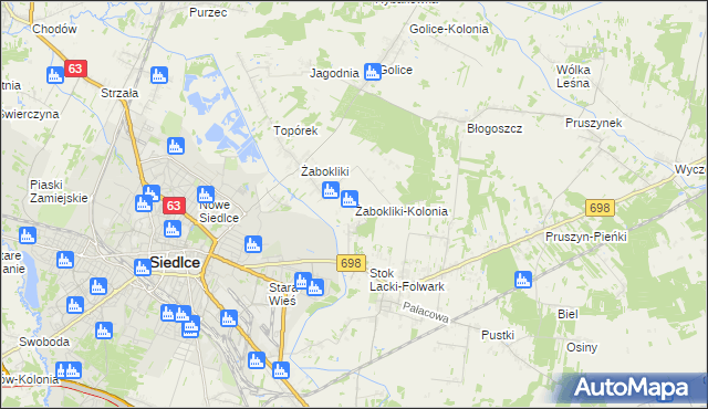 mapa Żabokliki-Kolonia, Żabokliki-Kolonia na mapie Targeo