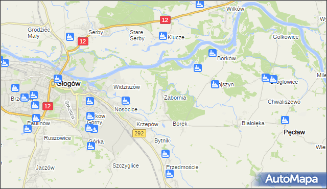 mapa Zabornia gmina Głogów, Zabornia gmina Głogów na mapie Targeo