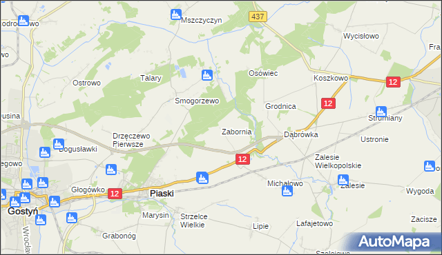 mapa Zabornia gmina Piaski, Zabornia gmina Piaski na mapie Targeo