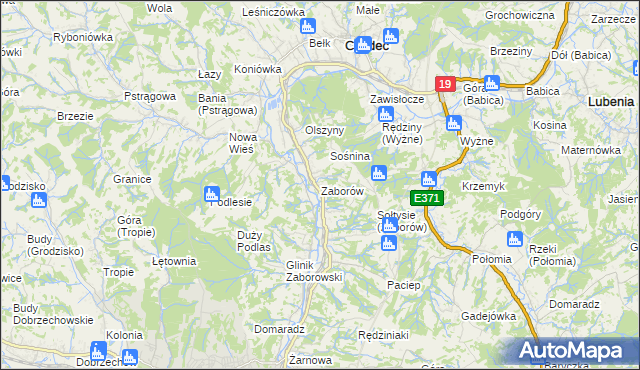 mapa Zaborów gmina Czudec, Zaborów gmina Czudec na mapie Targeo