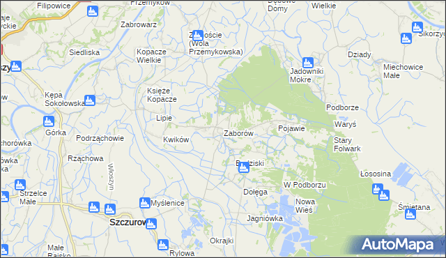 mapa Zaborów gmina Szczurowa, Zaborów gmina Szczurowa na mapie Targeo