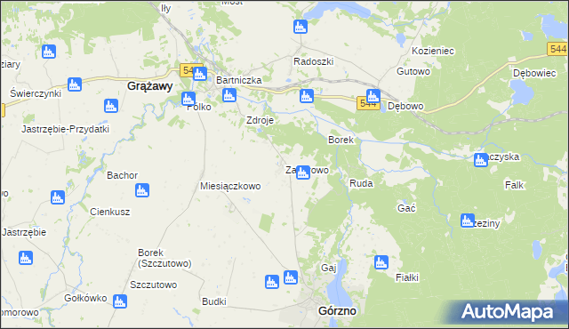 mapa Zaborowo gmina Górzno, Zaborowo gmina Górzno na mapie Targeo