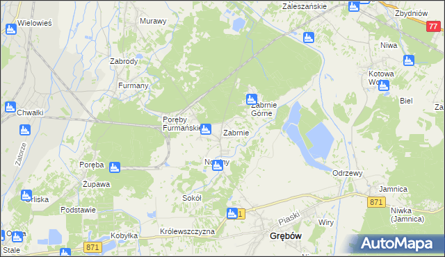 mapa Zabrnie gmina Grębów, Zabrnie gmina Grębów na mapie Targeo