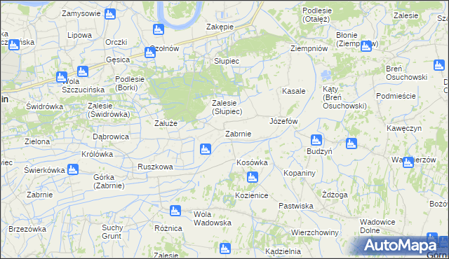 mapa Zabrnie gmina Wadowice Górne, Zabrnie gmina Wadowice Górne na mapie Targeo