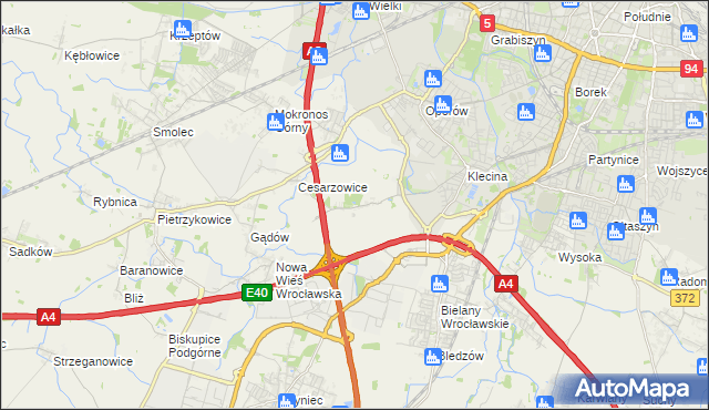 mapa Zabrodzie gmina Kąty Wrocławskie, Zabrodzie gmina Kąty Wrocławskie na mapie Targeo