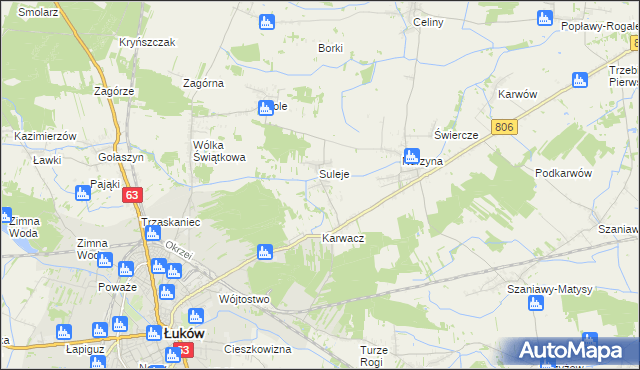 mapa Zabrodzie gmina Łuków, Zabrodzie gmina Łuków na mapie Targeo