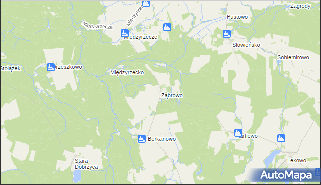 mapa Ząbrowo gmina Świdwin, Ząbrowo gmina Świdwin na mapie Targeo