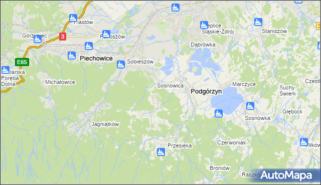 mapa Zachełmie gmina Podgórzyn, Zachełmie gmina Podgórzyn na mapie Targeo