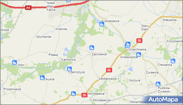 mapa Zachowice, Zachowice na mapie Targeo