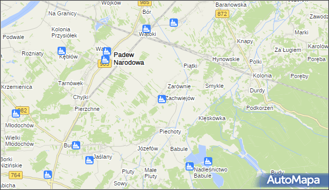 mapa Zachwiejów, Zachwiejów na mapie Targeo