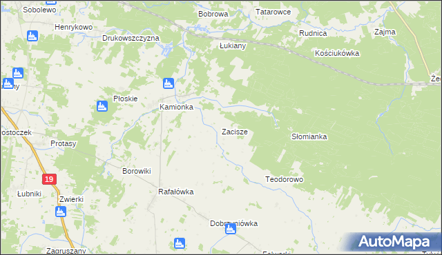 mapa Zacisze gmina Zabłudów, Zacisze gmina Zabłudów na mapie Targeo