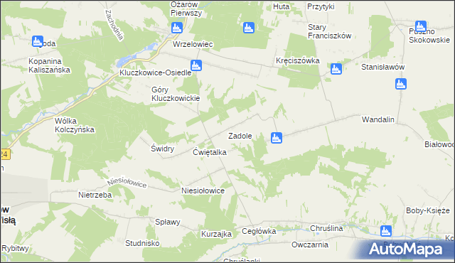 mapa Zadole gmina Opole Lubelskie, Zadole gmina Opole Lubelskie na mapie Targeo