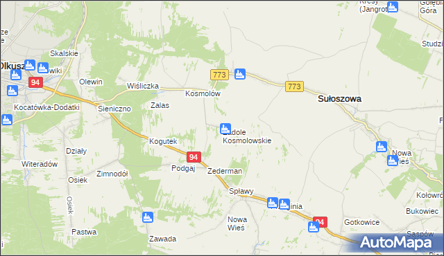 mapa Zadole Kosmolowskie, Zadole Kosmolowskie na mapie Targeo