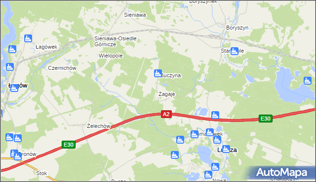 mapa Zagaje gmina Lubrza, Zagaje gmina Lubrza na mapie Targeo