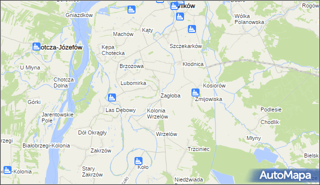 mapa Zagłoba gmina Wilków, Zagłoba gmina Wilków na mapie Targeo