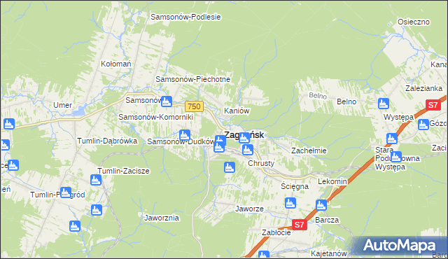 mapa Zagnańsk, Zagnańsk na mapie Targeo