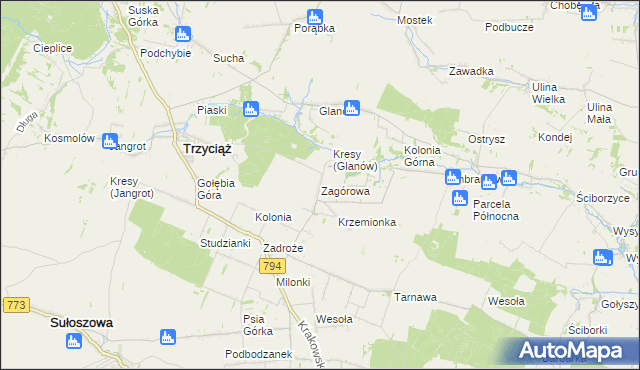 mapa Zagórowa, Zagórowa na mapie Targeo