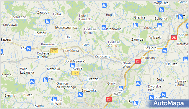 mapa Zagórzany gmina Gorlice, Zagórzany gmina Gorlice na mapie Targeo