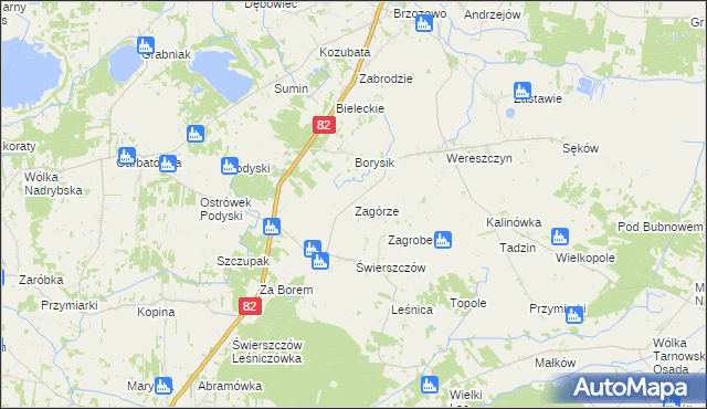 mapa Zagórze gmina Cyców, Zagórze gmina Cyców na mapie Targeo