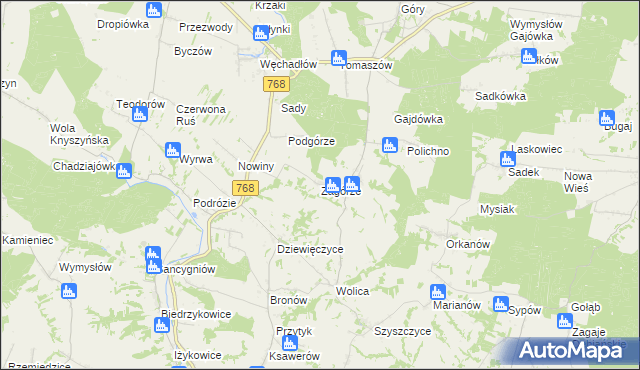 mapa Zagórze gmina Działoszyce, Zagórze gmina Działoszyce na mapie Targeo