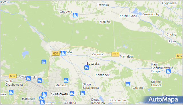 mapa Zagórze gmina Halinów, Zagórze gmina Halinów na mapie Targeo