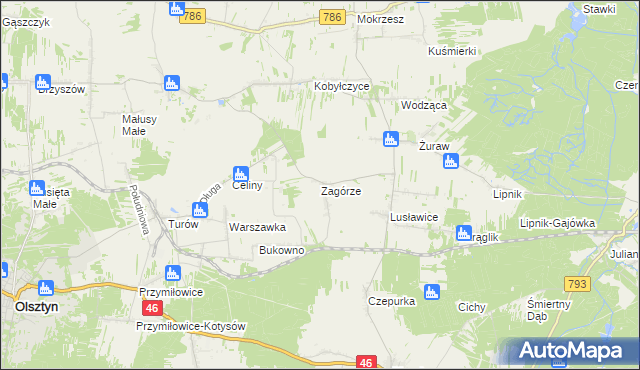mapa Zagórze gmina Janów, Zagórze gmina Janów na mapie Targeo