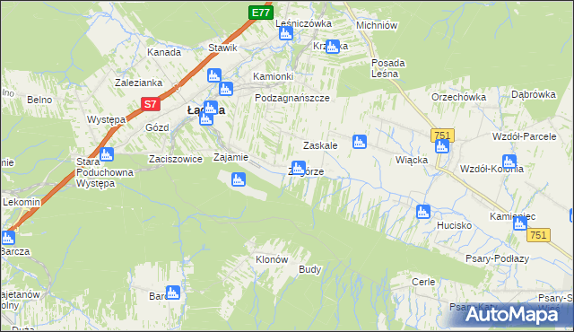 mapa Zagórze gmina Łączna, Zagórze gmina Łączna na mapie Targeo