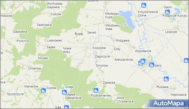 mapa Zagorzyce gmina Pińczów, Zagorzyce gmina Pińczów na mapie Targeo