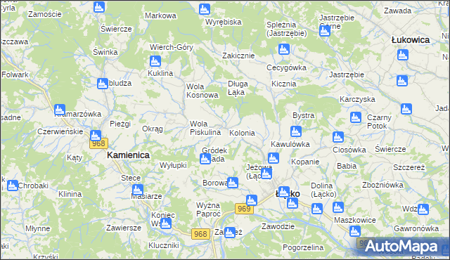 mapa Zagorzyn gmina Łącko, Zagorzyn gmina Łącko na mapie Targeo