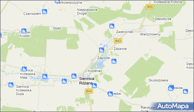 mapa Zagroda gmina Siennica Różana, Zagroda gmina Siennica Różana na mapie Targeo