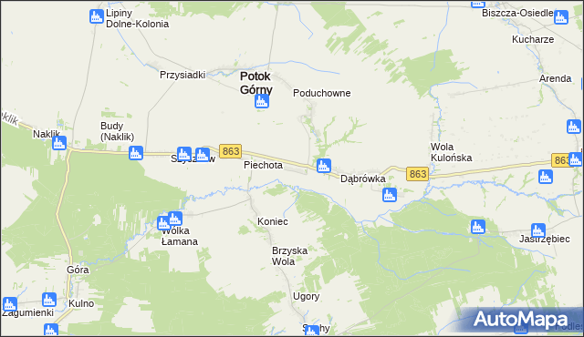 mapa Zagródki gmina Potok Górny, Zagródki gmina Potok Górny na mapie Targeo
