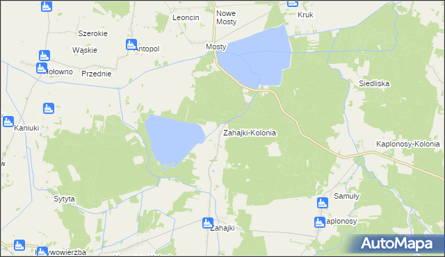 mapa Zahajki-Kolonia, Zahajki-Kolonia na mapie Targeo