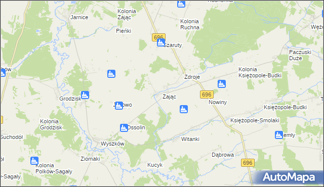 mapa Zając gmina Liw, Zając gmina Liw na mapie Targeo