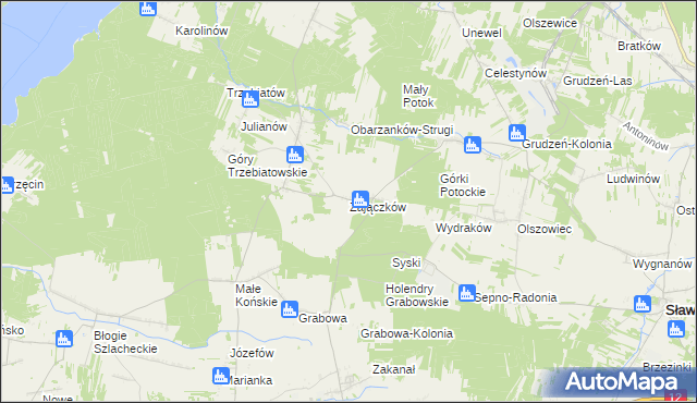 mapa Zajączków gmina Mniszków, Zajączków gmina Mniszków na mapie Targeo