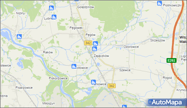 mapa Zajączków gmina Oborniki Śląskie, Zajączków gmina Oborniki Śląskie na mapie Targeo