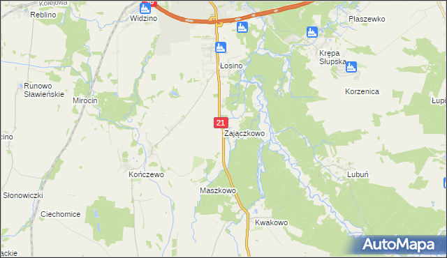 mapa Zajączkowo gmina Kobylnica, Zajączkowo gmina Kobylnica na mapie Targeo