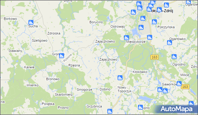 mapa Zajączkowo gmina Połczyn-Zdrój, Zajączkowo gmina Połczyn-Zdrój na mapie Targeo