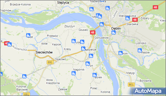 mapa Zajezierze gmina Sieciechów, Zajezierze gmina Sieciechów na mapie Targeo