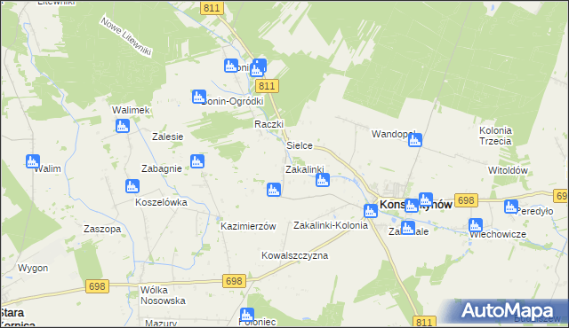 mapa Zakalinki, Zakalinki na mapie Targeo