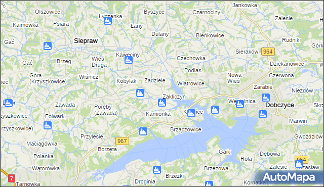 mapa Zakliczyn gmina Siepraw, Zakliczyn gmina Siepraw na mapie Targeo