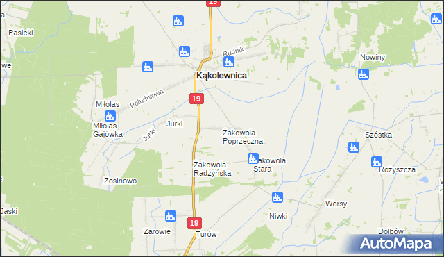 mapa Żakowola Poprzeczna, Żakowola Poprzeczna na mapie Targeo