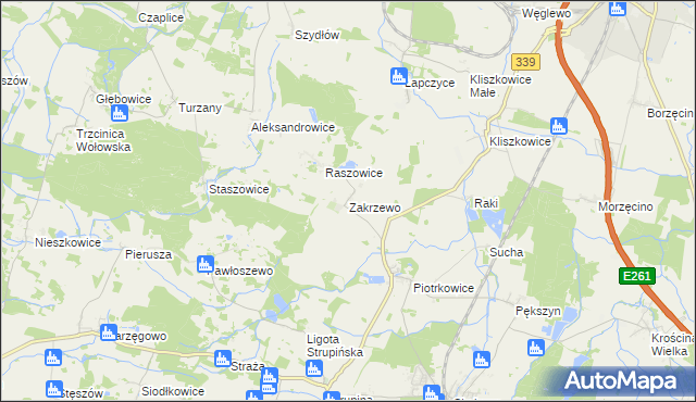 mapa Zakrzewo gmina Prusice, Zakrzewo gmina Prusice na mapie Targeo