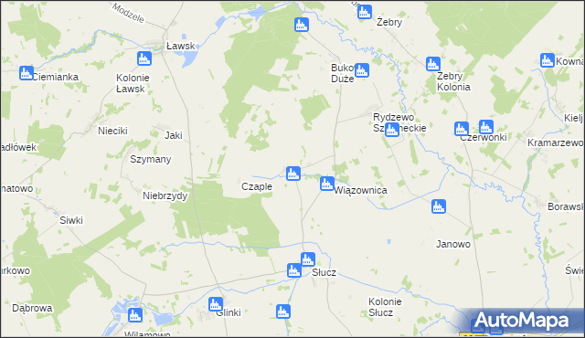 mapa Zakrzewo gmina Radziłów, Zakrzewo gmina Radziłów na mapie Targeo