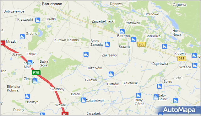 mapa Zakrzewo-Parcele, Zakrzewo-Parcele na mapie Targeo