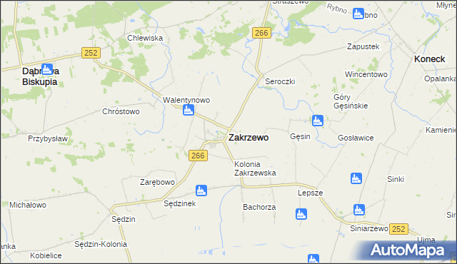 mapa Zakrzewo powiat aleksandrowski, Zakrzewo powiat aleksandrowski na mapie Targeo