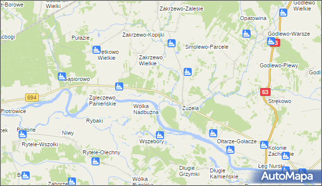 mapa Zakrzewo-Słomy, Zakrzewo-Słomy na mapie Targeo