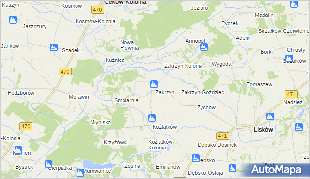 mapa Zakrzyn, Zakrzyn na mapie Targeo